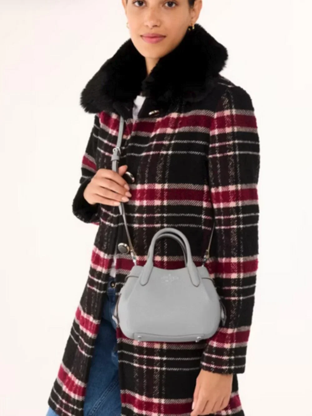 kate spade gray pebbled leather mini satchel crossbody